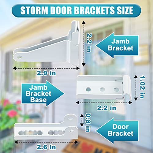 Dreyoo Storm Door Closer Kit Compatible with Andersen/Emco/Larson/40201/Pella, Screen Door Closer Replacement Parts with Brackets, Mounting Screws and Pins(White) - Image 5