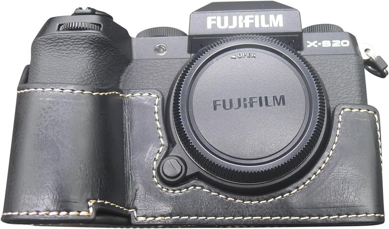 Rieibi Fuji XS20 XS20 Case  Quality PU Leather Half Case for Fujifilm XS20 Digital Camera  Body Protective Grip Case for Fujifilm XS20 XS20  Black - Image 1