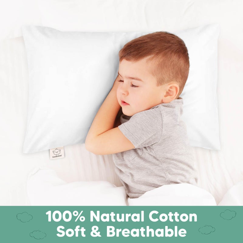 KeaBabies Toddler Pillowcase 14x20 - Organic Cotton Jumbo Toddler Pillowcase for Kids,Boys,Girls,Soft & Durable Cotton Cover for Miniature Sleepy Pillows,Cute Colors,Pillow Sold Separately(Soft White) - Image 3