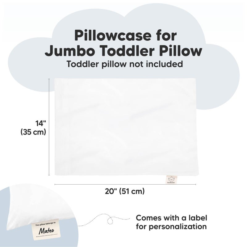 KeaBabies Toddler Pillowcase 14x20 - Organic Cotton Jumbo Toddler Pillowcase for Kids,Boys,Girls,Soft & Durable Cotton Cover for Miniature Sleepy Pillows,Cute Colors,Pillow Sold Separately(Soft White) - Image 2