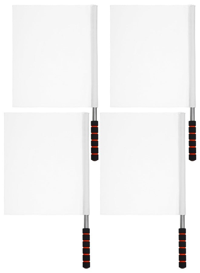 Sewroro 4pcs Sports Linesman Flags Referee Flag Flag Track and Field Events Flags with Stainless Steel Pole Stick (White) - Image 1