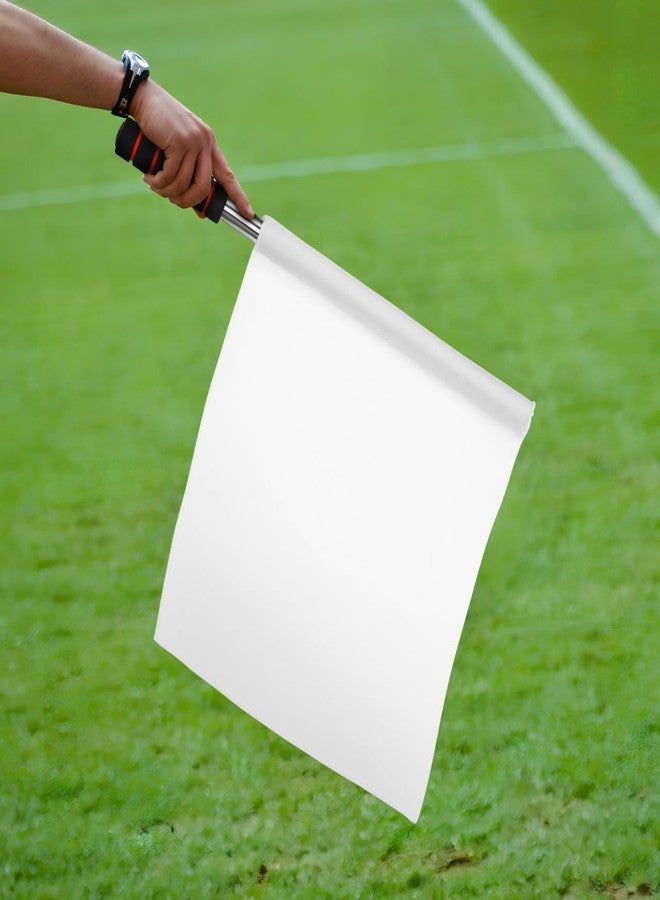 Sewroro 4pcs Sports Linesman Flags Referee Flag Flag Track and Field Events Flags with Stainless Steel Pole Stick (White) - Image 2
