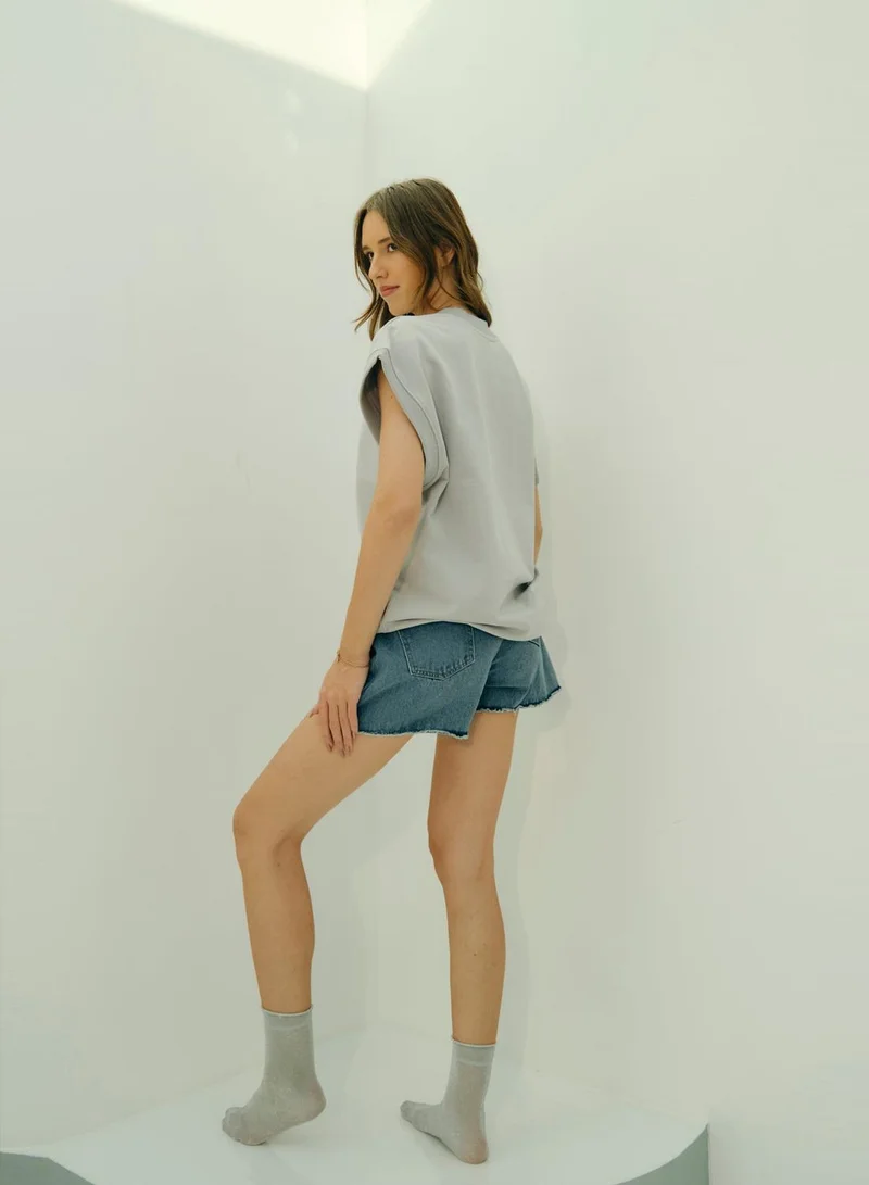 Virgio VIRGIO Cotton Oversized V-Neck T-Shirt