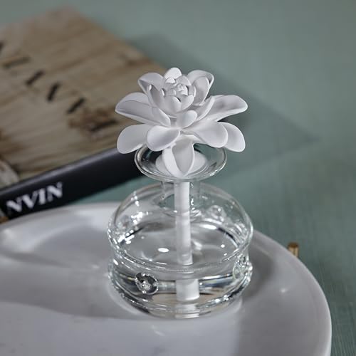 Zodax Grand Casablanca Porcelain Oil Diffuser - Home Fragrance Oil Diffuser Ideal for Living Room, Bathroom, Office - Flower Design - Gift Box Packaging Included - Casablanca Lily - 6.76 Oz. - Image 4