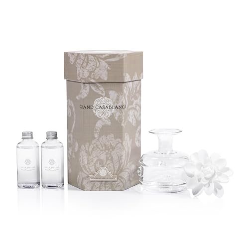 Zodax Grand Casablanca Porcelain Oil Diffuser - Home Fragrance Oil Diffuser Ideal for Living Room, Bathroom, Office - Flower Design - Gift Box Packaging Included - Casablanca Lily - 6.76 Oz. - Image 2