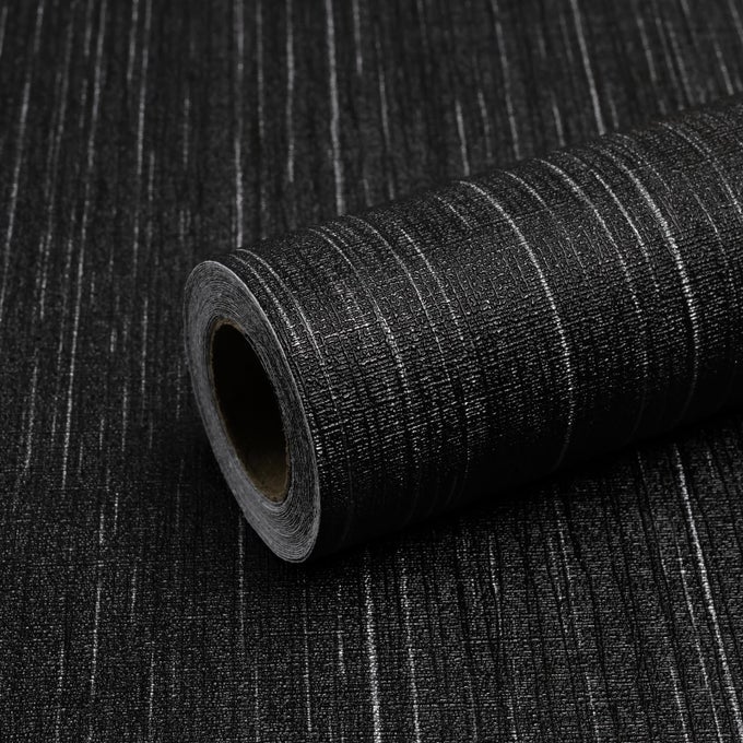 BLACK GRASSCLOTH PEEL AND STICK WALLPAPER 157X120 VINTAGE TEXTURE REMOVABLE WATERPROOF WALL PAPER FOR ROOM WALLS CABINETS FURNITURE DRAWERS DESK