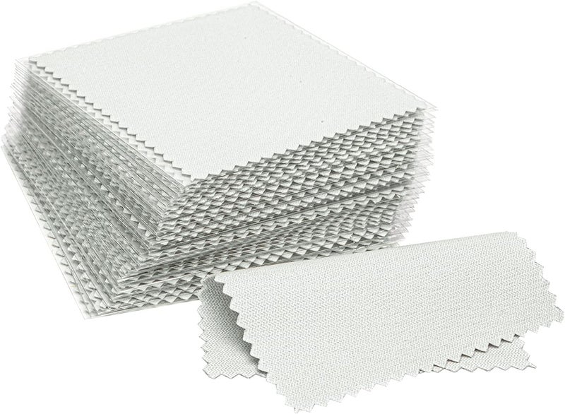 CATIFLIN 100pcs Jewelry Cleaning Cloth, Silver Polishing Cloth Individually Wrapped, Small Jewelry Polishing Cloth for Sterling Silver, Gold, Platinum and More (Light Gray, 3.15" x 3.15") - Image 1