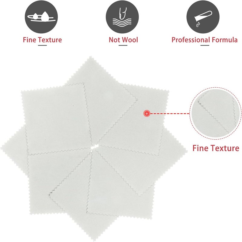 CATIFLIN 100pcs Jewelry Cleaning Cloth, Silver Polishing Cloth Individually Wrapped, Small Jewelry Polishing Cloth for Sterling Silver, Gold, Platinum and More (Light Gray, 3.15" x 3.15") - Image 2