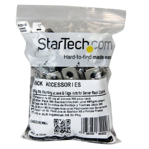 StarTech.com M6 Screws and Cage Nuts - 50 Pack - M6 Mounting Screws and Cage Nuts for Server Rack and Cabinet - Silver , TAA (CABSCREWM6) - Image 3