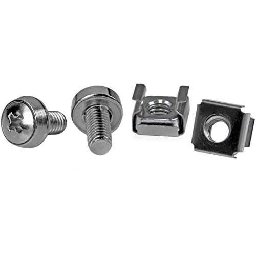 StarTech.com M6 Screws and Cage Nuts - 50 Pack - M6 Mounting Screws and Cage Nuts for Server Rack and Cabinet - Silver , TAA (CABSCREWM6) - Image 1