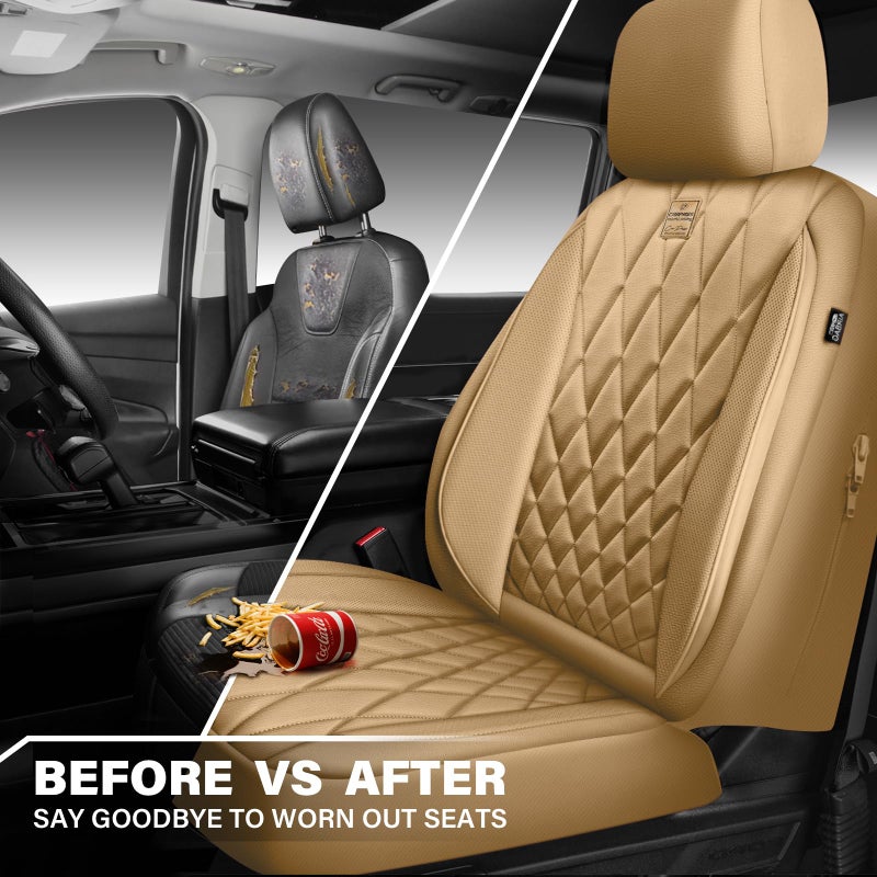 CAR PASS CRV Seat Covers Full Set Custom Fit for Honda CRV HRV 2017-2022, CR-V HR-V Luxury Premium Waterproof Nappa Leather Seat Covers, Anti-Slip Comfortable Airbag Compatible Full Black - Image 5