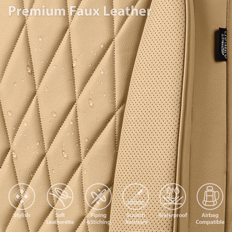 CAR PASS CRV Seat Covers Full Set Custom Fit for Honda CRV HRV 2017-2022, CR-V HR-V Luxury Premium Waterproof Nappa Leather Seat Covers, Anti-Slip Comfortable Airbag Compatible Full Black - Image 4