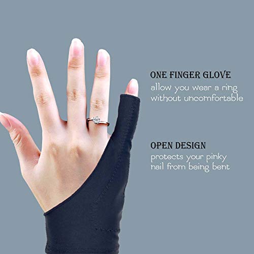 AKX Artist Drawing Glove Small - 2 Pack Palm Rejection for iPad - Smudge Guard, 1 Finger, Fingerless, Good for Left and Right Hand, Black | AK-010 - Image 4