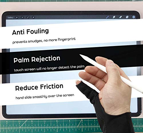 AKX Artist Drawing Glove Small - 2 Pack Palm Rejection for iPad - Smudge Guard, 1 Finger, Fingerless, Good for Left and Right Hand, Black | AK-010 - Image 2