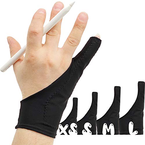 AKX Artist Drawing Glove Small - 2 Pack Palm Rejection for iPad - Smudge Guard, 1 Finger, Fingerless, Good for Left and Right Hand, Black | AK-010 - Image 1
