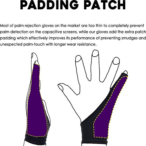 AKX Artist Drawing Glove Small - 2 Pack Palm Rejection for iPad - Smudge Guard, 1 Finger, Fingerless, Good for Left and Right Hand, Black | AK-010 - Image 3