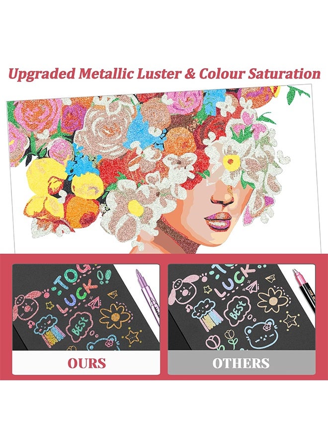 Metallic Acrylic Paint Markers Set 12 Colours Metallic Pens for Colouring Books, Scrapbook Accessories, Gift Card Making, Journaling Supplies, Arts and Crafts Supplies Metallic marker Pens - Image 5