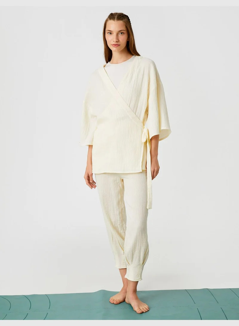 KOTON Yoga Sweatshirt Short Sleeve Wrapped