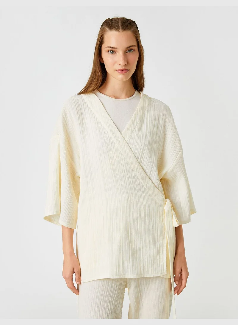 KOTON Yoga Sweatshirt Short Sleeve Wrapped