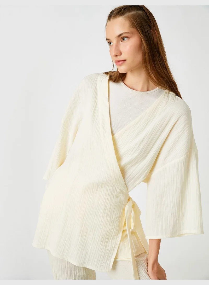 KOTON Yoga Sweatshirt Short Sleeve Wrapped