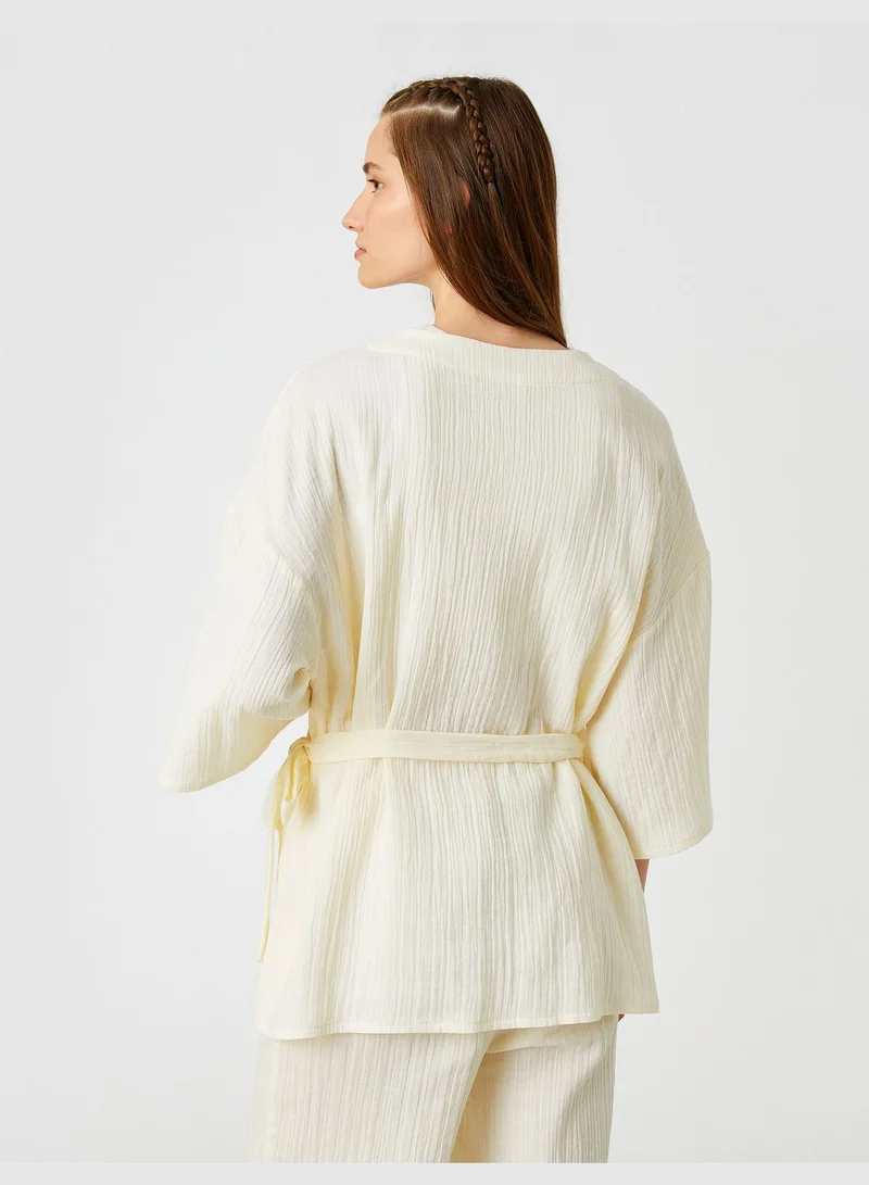 KOTON Yoga Sweatshirt Short Sleeve Wrapped