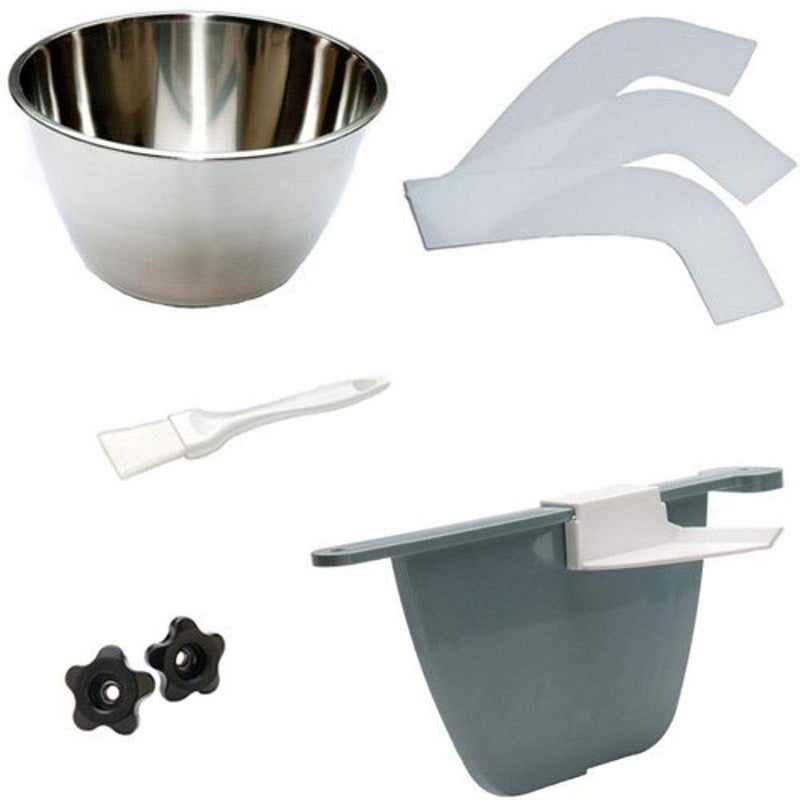 Machine Accessory Kit for ChocoVision Revolation V Chocolate Tempering Machine contains Bowl Baffle with Clip 3Pack of Scrapers 2 Knobs Baffle Brush