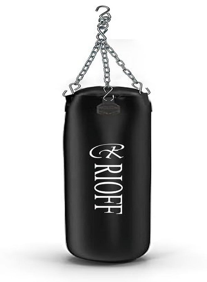 Rioff Punching Bag Boxing Bag for Home Heavy Duty with Stainless Steel Hanging Chain 2Feet Unfilled Synthetic Leather for (MMA,Kickboxing,Muay Thai,Taekwondo,Judo,Karate). Black - Image 2