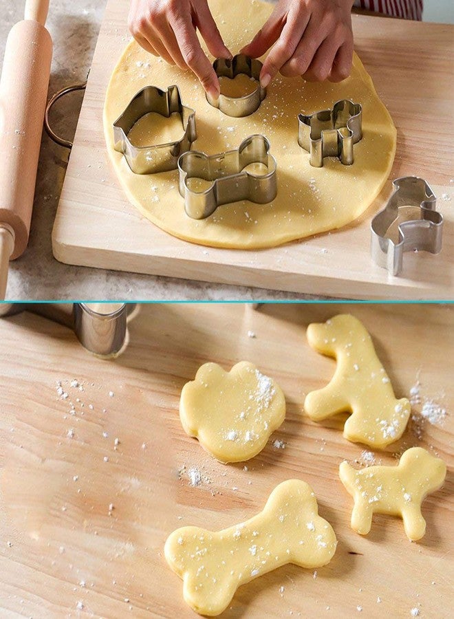 RUUKON 6 Pieces Dog Bone Cookie Cutters Set, Dog Bone, Paw Print, Puppy, Poodle and Dog House Cookie Cutters Shapes, Cute Stainless Steel Biscuit Cutters Fondant Cake Molds - Image 2