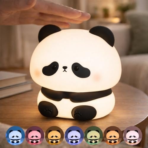 One94Store Rechargeable Silicone Panda Night Lamp – 7-Color Touch LED Night Light for Kids & Bedroom, USB Table Lamp for Home Décor, Romantic Decor, Valentine Day Gift, Love Gift for Her, Couple Gift - Image 2