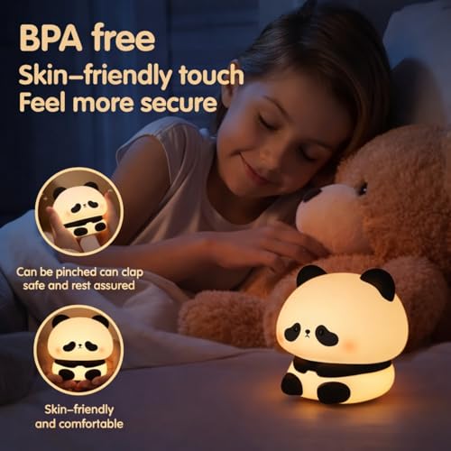 One94Store Rechargeable Silicone Panda Night Lamp – 7-Color Touch LED Night Light for Kids & Bedroom, USB Table Lamp for Home Décor, Romantic Decor, Valentine Day Gift, Love Gift for Her, Couple Gift - Image 3