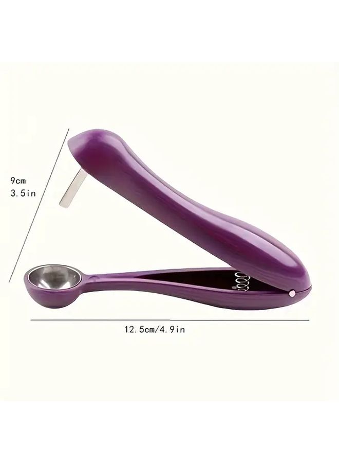 أداة إزالة نوى الكرز والزيتون البلاستيكية الأرجوانية الثقيلة مع مقبض وآلية رافعة، تزيل النوى بسرعة، تصميم موفر للمساحة، مناسبة للشواء والطهي في الهواء الطلق، أداة متينة لإزالة نوى الفواكه مثل الكرز والزيتون والمشمش والخوخ والدراق، سهلة التنظيف، صحية وصغيرة الحجم. - Image 3