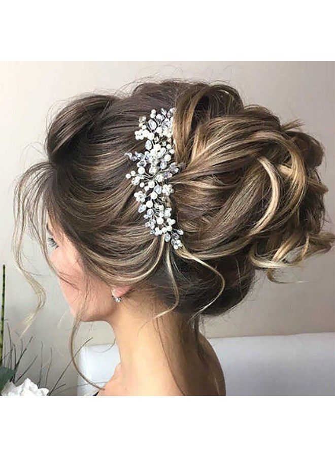 JONKY Bride Wedding Hair Accessories Silver Rhinestone Headbands Headpieces Bridal Hair Vine For Brides - Image 1
