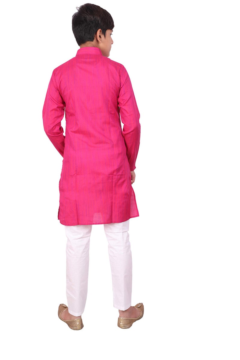 Pro-Ethic Style Developer Indian Cotton Kurta Set For Boys | Traditional Kids Ethnic Wear | Pack of 1 (PINK, S-114) (1-2 Y) - Image 2