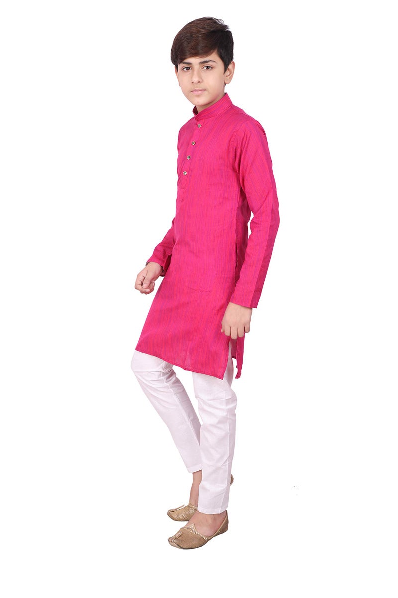 Pro-Ethic Style Developer Indian Cotton Kurta Set For Boys | Traditional Kids Ethnic Wear | Pack of 1 (PINK, S-114) (1-2 Y) - Image 3