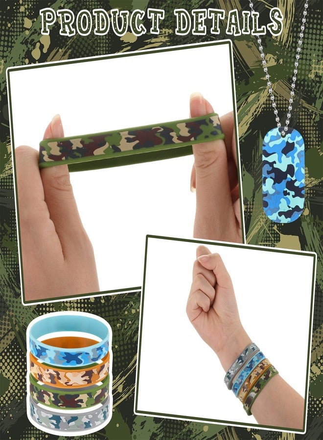Inbagi 90 Pcs Camouflage Military Dog Tags Set Including 30 Camouflage Acrylic Military Dog Tags 30 Camouflage Rubber Wristbands 30 Steel Chain for Kids Women Men Gifts Birthday Party Supplies - Image 3