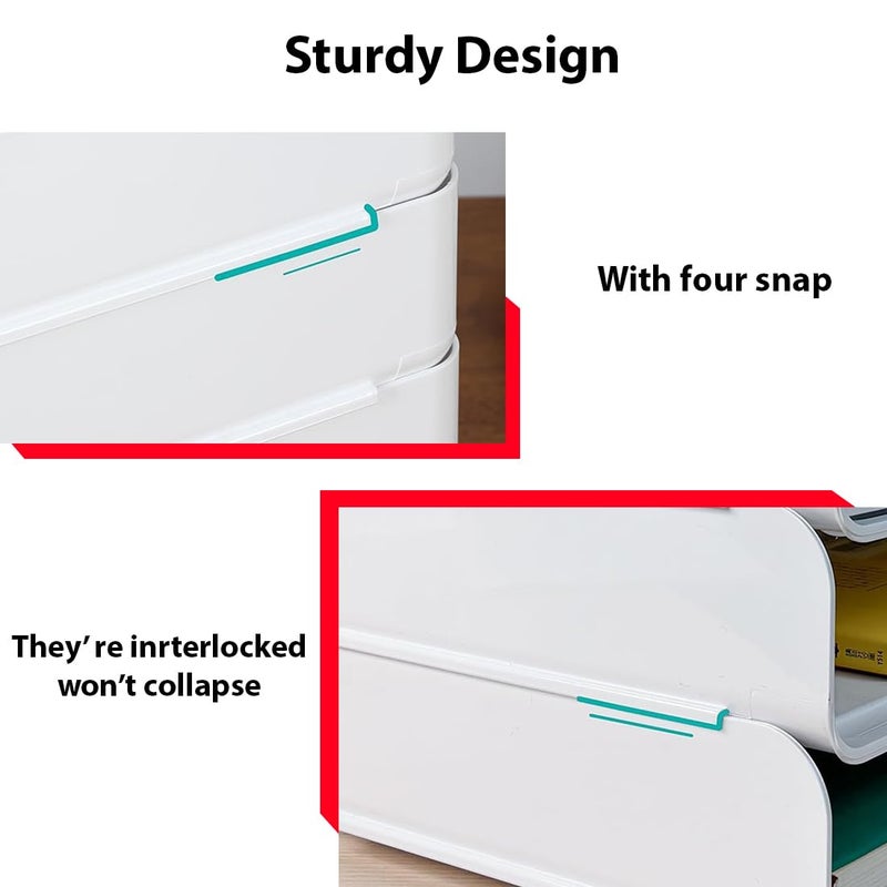 divinezon Plastic Stacable 4-Tier Document Tray, Letter, Books, Magazines, Accessories Storage Rack | White | 32 X 24 X 7 CM, Rectangular - Image 3