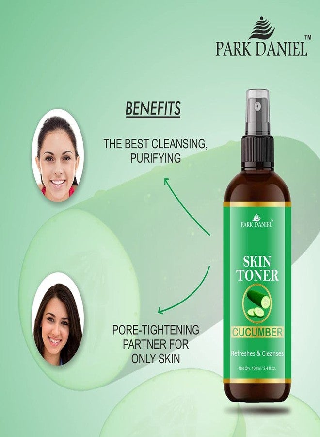 Park Daniel Cucumber, Vitamin C & Honey Skin Toner Combo | 100% Natural Face Toners for Hydrating & Refreshing Skin | Pack of 3 Bottles of 100ml Each (Total 300ml) - Image 3