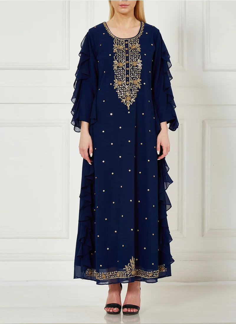 Amri Embroidered Ruffled Jalabiya