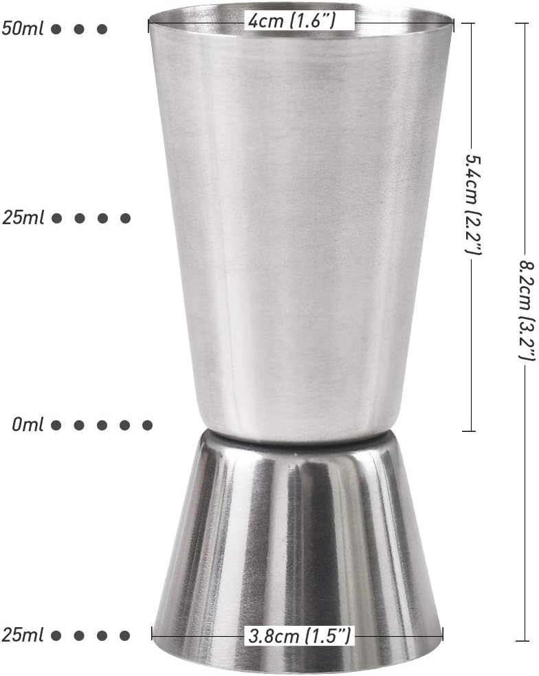 Newk Cocktail Jigger, 0.85 & 1.7 Oz (25 & 50 ML) Stainless Steel Bar Jigger (Set of 4) - Image 3