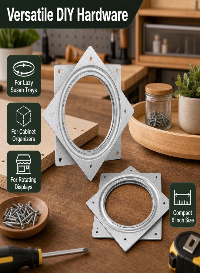 RHBLME 8 Pack Lazy Susan Hardware, 6 Inch Silver Lazy Susan Turntable Bearing 5/16" Thick 500lbs for Turntable, Serving Trays, Kitchen Storage Racks, Craft Table, Rotating Bearing Plate - Image 2