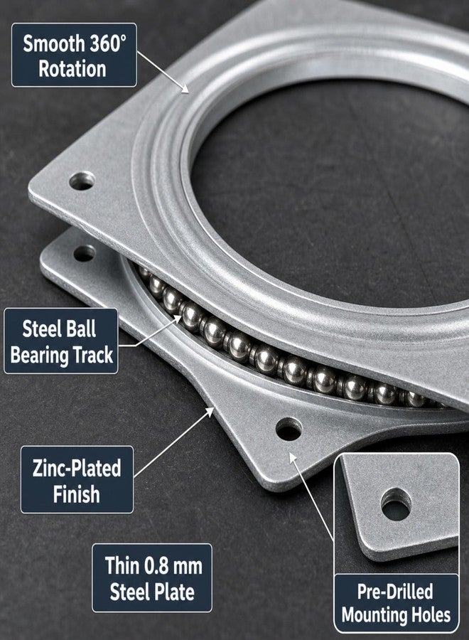 RHBLME 8 Pack Lazy Susan Hardware, 6 Inch Silver Lazy Susan Turntable Bearing 5/16" Thick 500lbs for Turntable, Serving Trays, Kitchen Storage Racks, Craft Table, Rotating Bearing Plate - Image 3