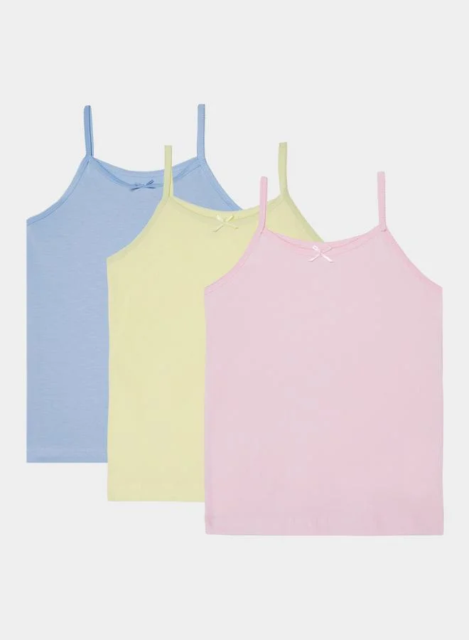 ستايلي Girls Pack of 3 - Camisole with Elastic Strap and Bow Detail
