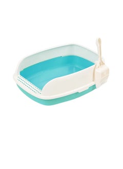Generic Large Open Cat Litter Box Prevents Spread Spray Blue/White 52 x 40 x 20cm 