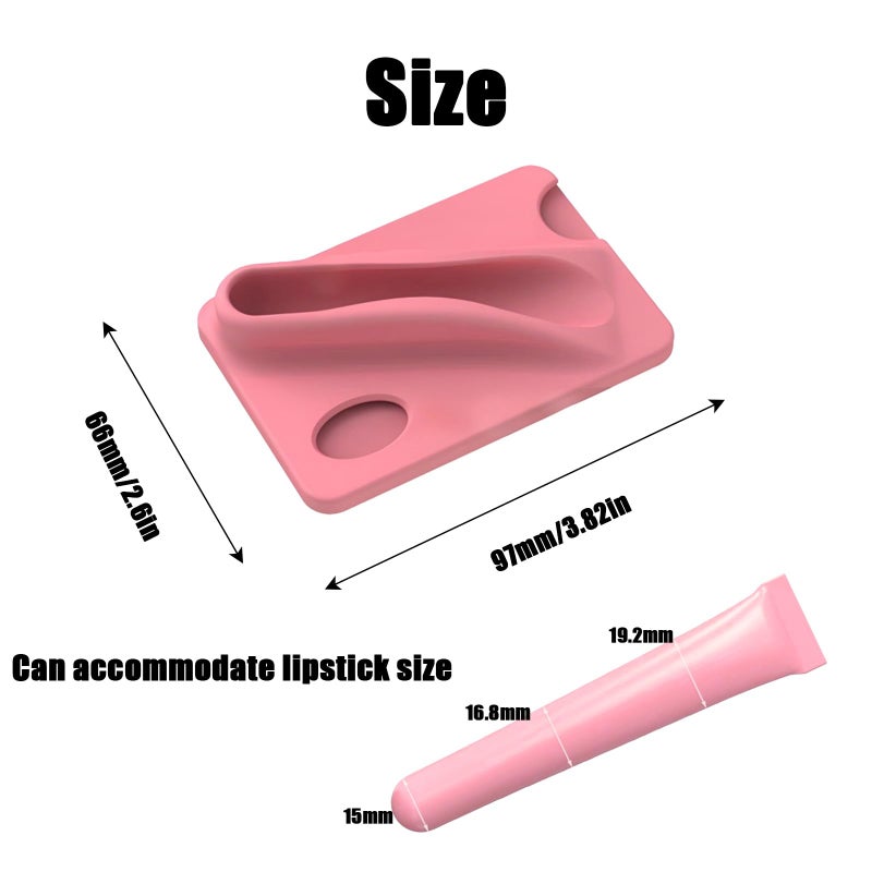 Rookii Lip Gloss Holder Phone Case,Silicone Adhesive Card Holder for Phone with Lipgloss Holder,Cute Phone Case Wallet & Gloss or Lip Balm, for All Smartphones (Pink) - Image 2