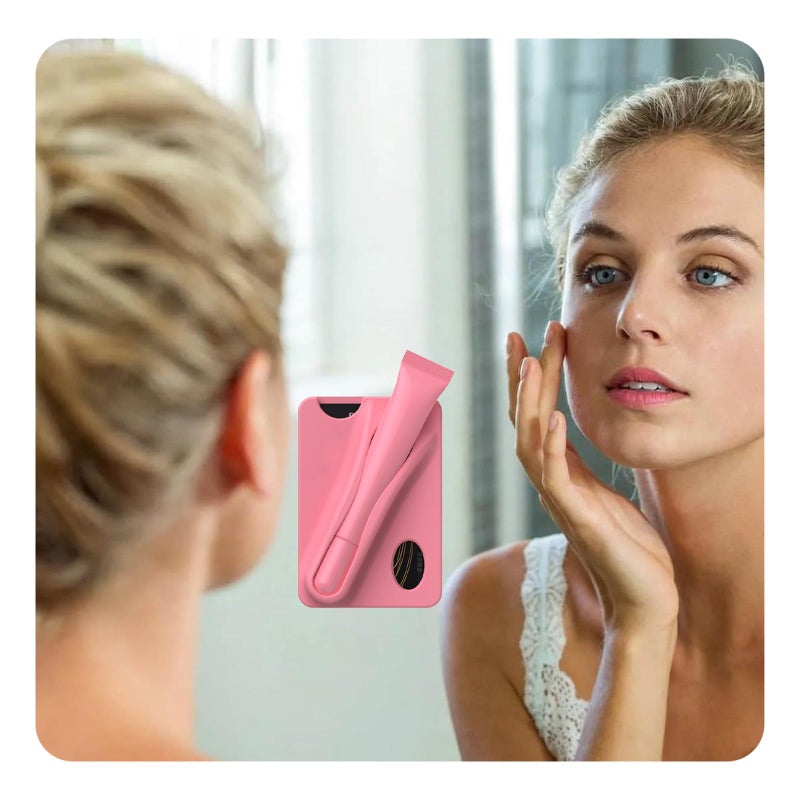Rookii Lip Gloss Holder Phone Case,Silicone Adhesive Card Holder for Phone with Lipgloss Holder,Cute Phone Case Wallet & Gloss or Lip Balm, for All Smartphones (Pink) - Image 5