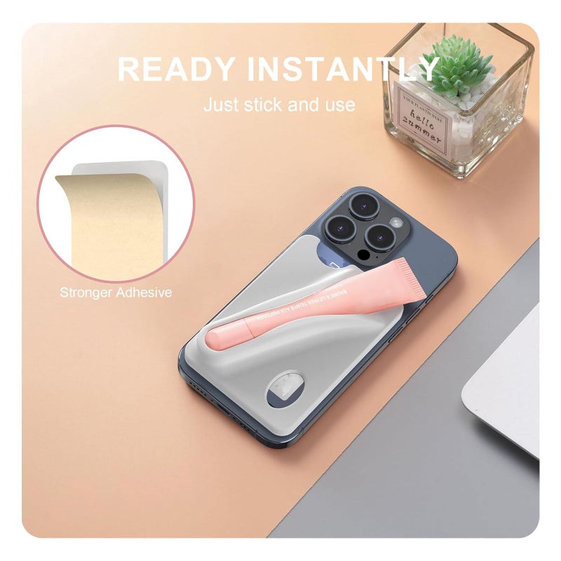 Rookii Lip Gloss Holder Phone Case,Silicone Adhesive Card Holder for Phone with Lipgloss Holder,Cute Phone Case Wallet & Gloss or Lip Balm, for All Smartphones (Pink) - Image 4