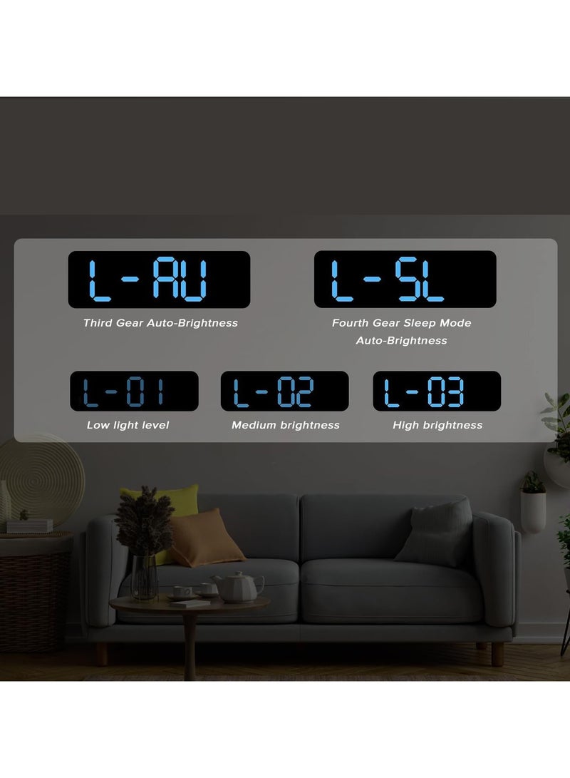 Beauenty Digital Clock, 9 LED Alarm Clock for Bedroom, Bedside Desk Table Clock, Digital Clock with Temperature/DST/Auto-Dimming/Humidity/Snooze-12/24H, for Deep Sleepers Kids Elderly Home Office -Blue - Image 4