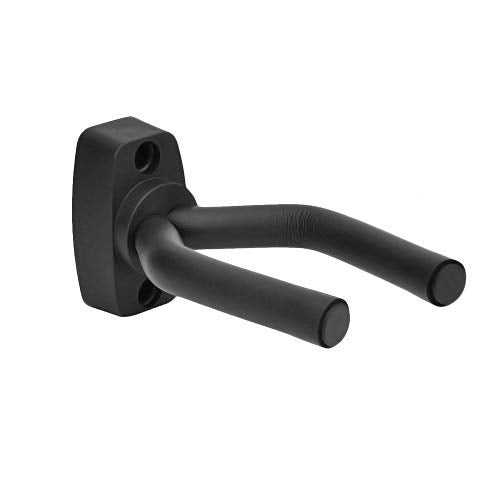 Mozart Guitar Wall Hanger Stand | Guitar Wall Mount with Square Plastic Base & Steel Arms with Protective Sleeves – 1 Pack, Black - Image 1