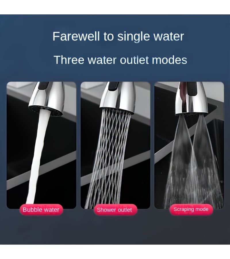 Silvery Multi Function Kitchen Faucet Aerator Universal Swivel Water Saving Splash Proof - Image 2
