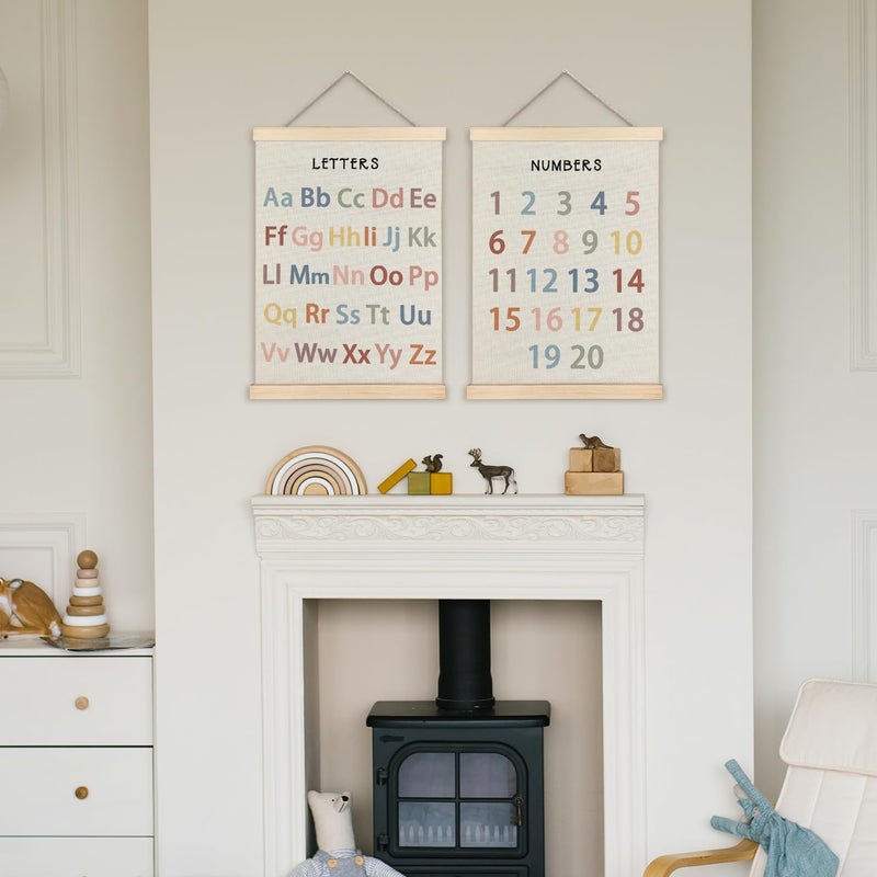 Supwhd Classroom Wall Decor, Numbers and Alphabet Educational Wall Art Poster, Alphabet ABC Numbers from 1 to 20 Poster Wall Decor for Toddler Kids Room Playroom Classroom, 12x16 Set of 2 - Image 3